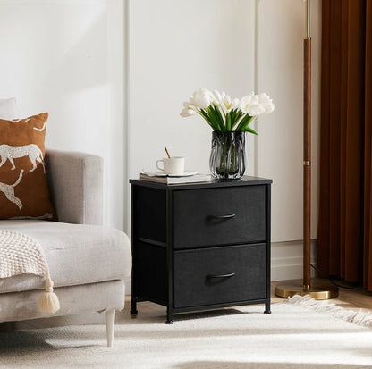 2-Drawer Fabric Nightstand