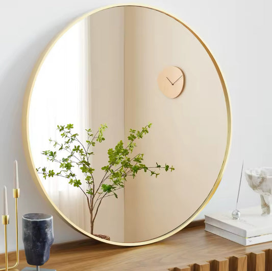 Gold Round Vanity Framed Mirror 30x30