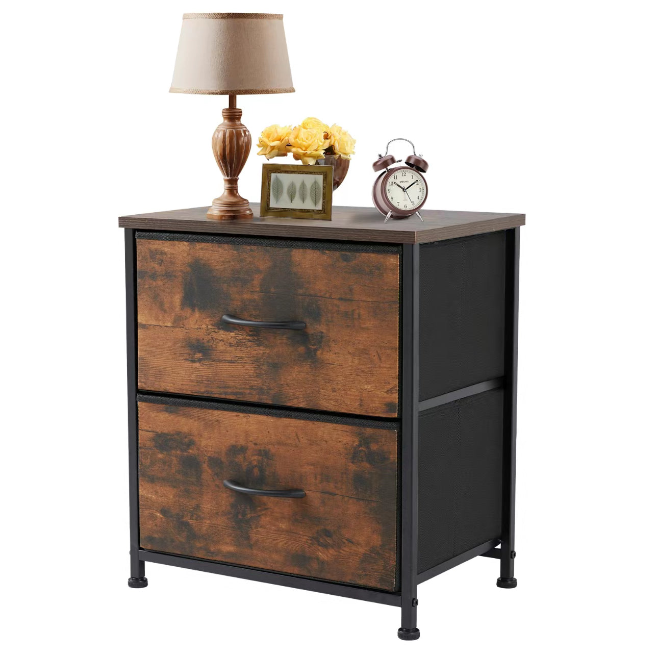 2-Drawer Fabric Nightstand