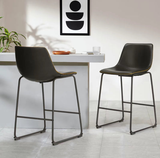 Modern Leather Bar Stools Suitable For 36”-40”