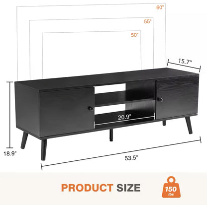 Wooden TV Stand With 3 Level Adjustable Shelf