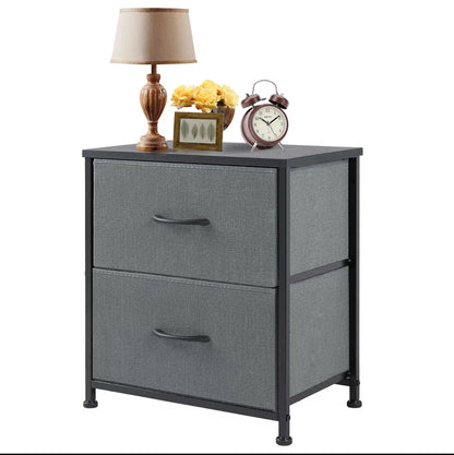 2-Drawer Fabric Nightstand